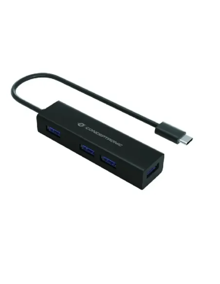 Hub usb tipo c conceptronic hubbies07b 4 x usb 3.0 - aluminio