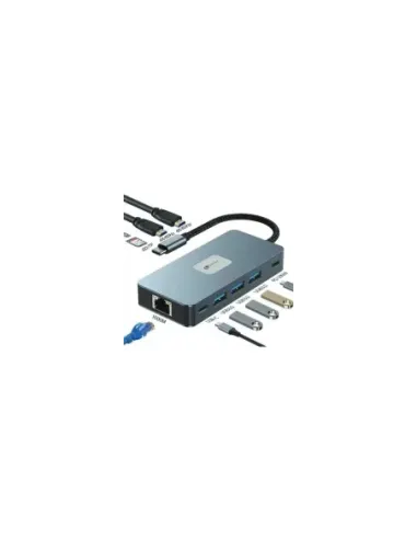 Docking USB Tipo-C Leotec LEDS02/ 3xUSB/ 1xUSB Tipo-C/ 1xUSB Tipo-C PD/ 2xHDMI 4K/ 1xRJ45/ 1xLector Tarjetas SD y MicroSD/ Gris