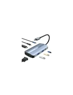 Docking USB Tipo-C Leotec LEDS04/ 2xUSB/ 1xUSB Tipo-C/ 1xUSB Tipo-C PD/ 1xHDMI 4K/ 1xVGA/ 1xAudio/ Azul