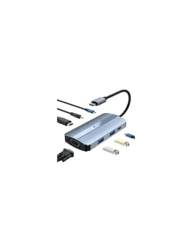 Docking USB Tipo-C Leotec LEDS04/ 2xUSB/ 1xUSB Tipo-C/ 1xUSB Tipo-C PD/ 1xHDMI 4K/ 1xVGA/ 1xAudio/ Azul
