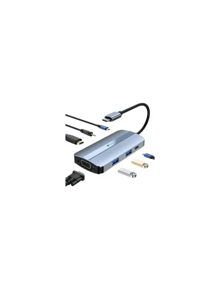 Docking USB Tipo-C Leotec LEDS04/ 2xUSB/ 1xUSB Tipo-C/ 1xUSB Tipo-C PD/ 1xHDMI 4K/ 1xVGA/ 1xAudio/ Azul