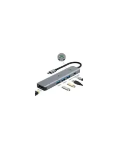 Docking USB Tipo-C Leotec LEDS05/ 3xUSB/ 1xUSB Tipo-C PD/ 1xHDMI 4K/ Gris