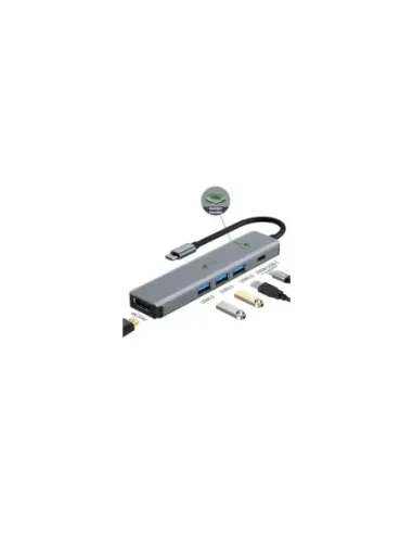 Docking USB Tipo-C Leotec LEDS05/ 3xUSB/ 1xUSB Tipo-C PD/ 1xHDMI 4K/ Gris