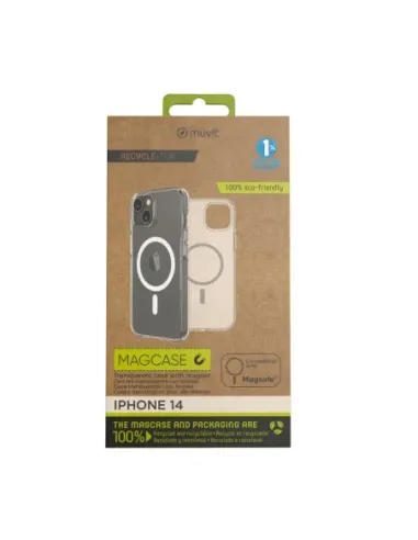 Funda muvit recycletek magsafe para apple iphone 14 transparente