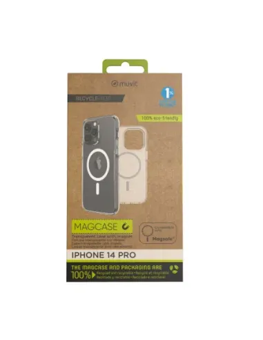 Funda muvit recycletek magsafe para apple iphone 14 pro transparente