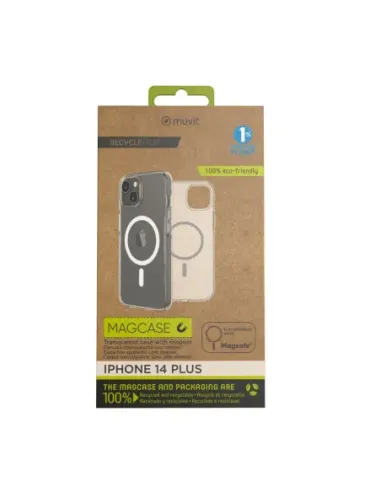 Funda muvit recycletek magsafe para apple iphone 14 plus transparente
