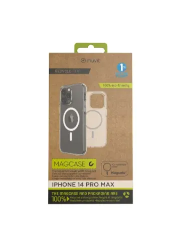Funda muvit recycletek magsafe para apple iphone 14 pro max transparente