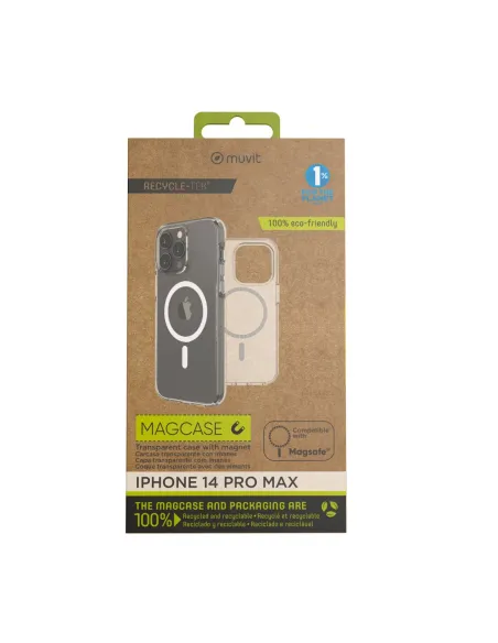Funda muvit recycletek magsafe para apple iphone 14 pro max transparente