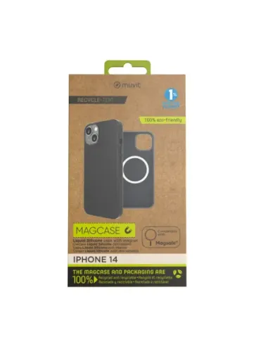 Funda muvit recycletek liquid silicone magsafe para apple iphone 14 negra