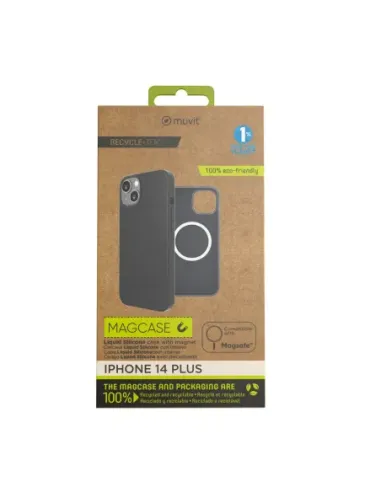 Funda muvit recycletek liquid silicone magsafe para apple iphone 14 plus negra