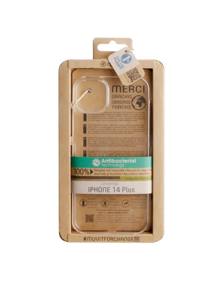 Funda muvit recycletek para apple iphone  14 plus transparente antibacterias
