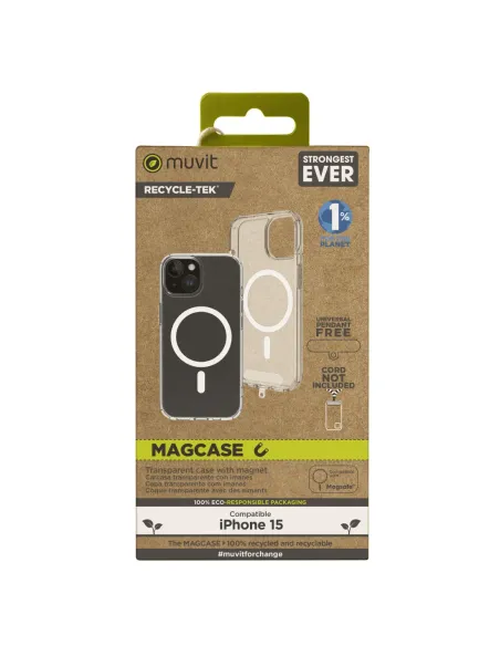 Funda muvit recycletek magsafe para apple iphone 15 transparente