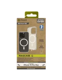 Funda muvit recycletek magsafe para apple iphone 15 pro transparente