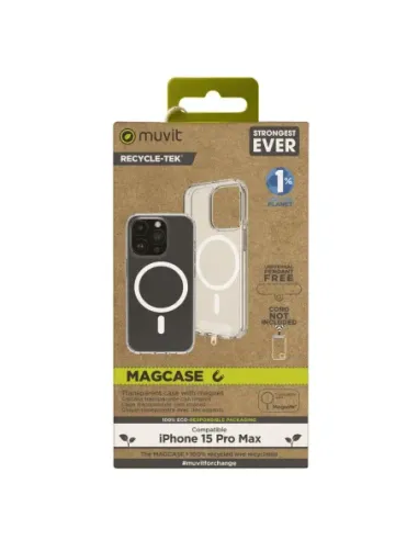 Funda muvit recycletek magsafe para apple iphone 15 pro transparente