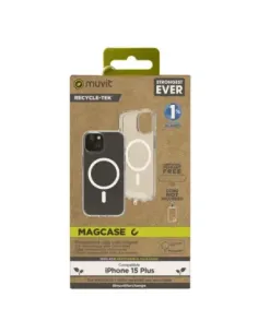 Funda muvit recycletek magsafe para apple iphone 15 plus transparente