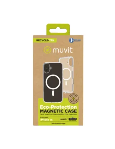 Funda muvit recycletek magsafe para apple iphone 16 transparente