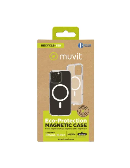 Funda muvit recycletek magsafe para apple iphone 16 pro transparente