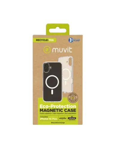 Funda muvit recycletek magsafe para apple iphone 16 plus transparente
