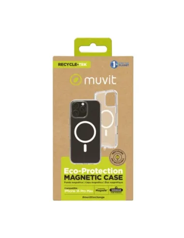 Funda muvit recycletek magsafe para apple iphone 16 pro max transparente