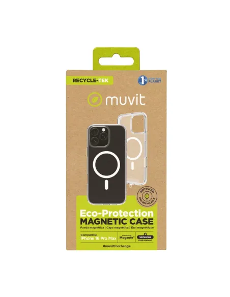 Funda muvit recycletek magsafe para apple iphone 16 pro max transparente