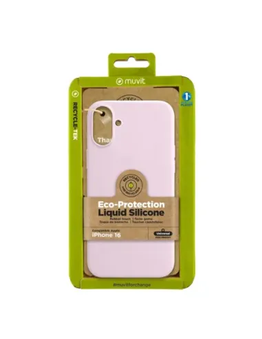 Funda muvit recycletek liquid silicone para apple iphone 16 rosa