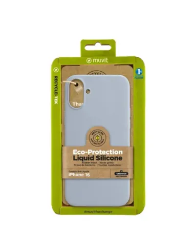 Funda muvit recycletek liquid silicone para apple iphone 16 azul cielo
