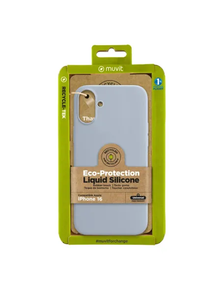 Funda muvit recycletek liquid silicone para apple iphone 16 azul cielo
