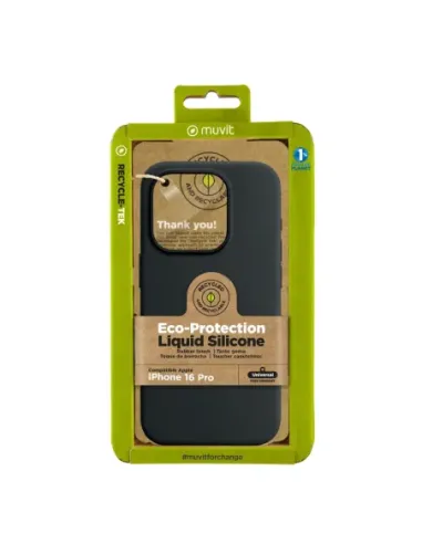 Funda muvit recycletek liquid silicone para apple iphone 16 pro negra