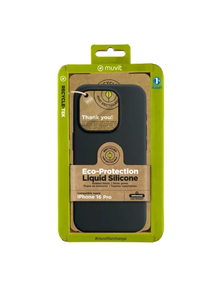 Funda muvit recycletek liquid silicone para apple iphone 16 pro negra