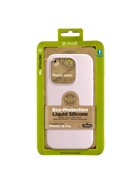 Funda muvit recycletek liquid silicone para apple iphone 16 pro rosa