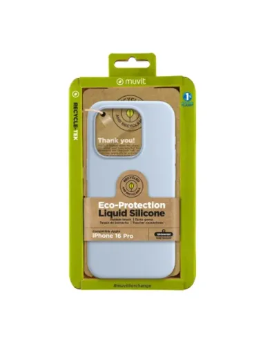 Funda muvit recycletek liquid silicone para apple iphone 16 pro azul cielo