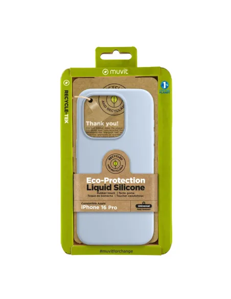 Funda muvit recycletek liquid silicone para apple iphone 16 pro azul cielo