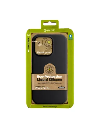 Funda muvit recycletek liquid silicone para apple iphone 16 pro max negra