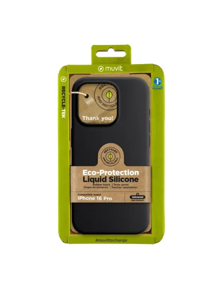 Funda muvit recycletek liquid silicone para apple iphone 16 pro max negra