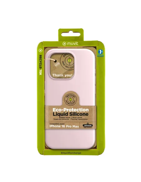 Funda muvit recycletek liquid silicone para apple iphone 16 pro max rosa