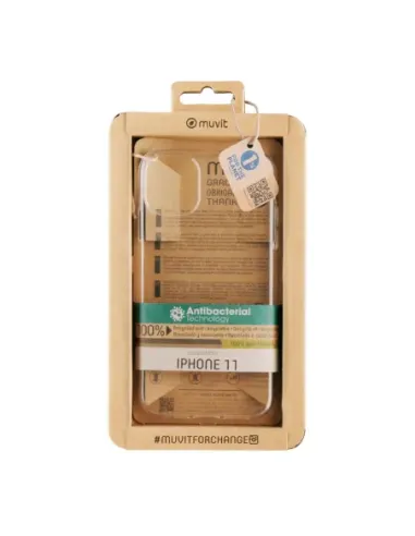 Funda muvit recycletek antibacteriana para apple iphone 11 transparente