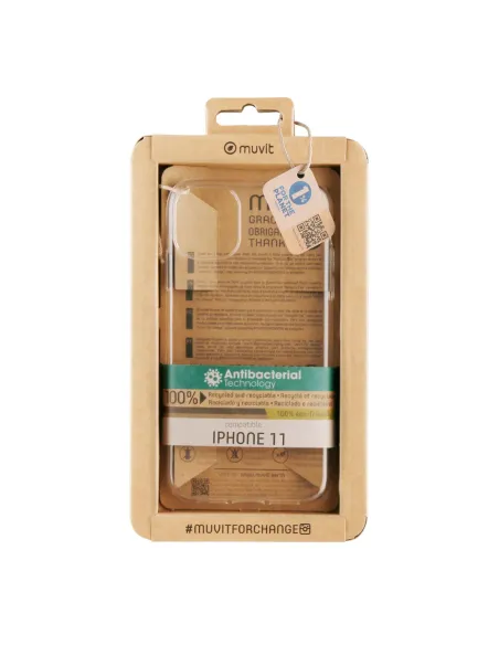 Funda muvit recycletek antibacteriana para apple iphone 11 transparente
