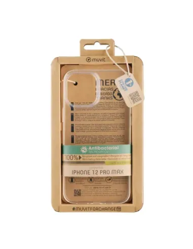 Funda muvit recycletek antibacteriana para apple iphone 12 pro max transparente