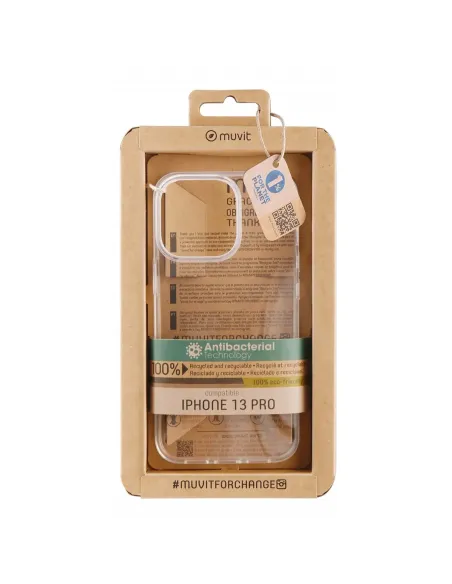 Funda muvit recycletek para apple iphone 13 pro antibacterias transparente