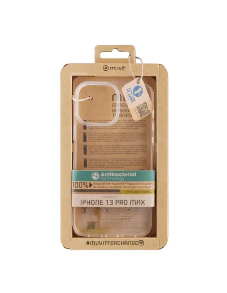 Funda muvit recycletek para apple iphone 13 pro max antibacterias transparente