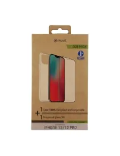 Funda muvit para iphone 12 -  12 pro + protector pantalla vidrio templado plano marco negro