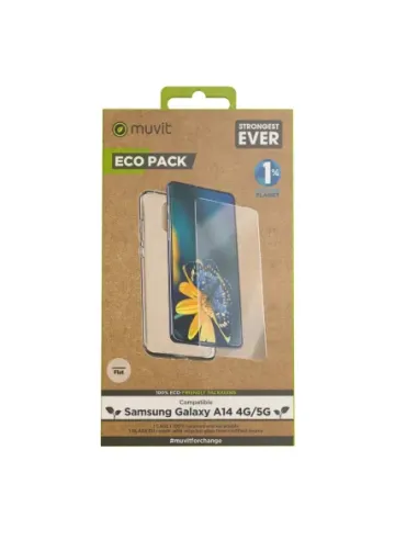 Funda muvit para samsung galaxy a14 4g - 5g + protector de pantalla vidrio templado plano