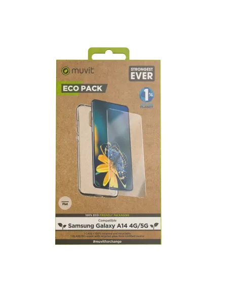Funda muvit para samsung galaxy a14 4g - 5g + protector de pantalla vidrio templado plano