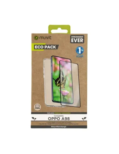 Funda muvit para oppo a98 + protector de pantalla vidrio templado plano marco negro