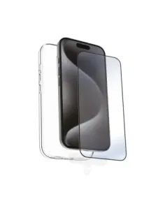 Funda muvit recycletek para apple iphone 16 pro transparente + protector cristal templado marco negro