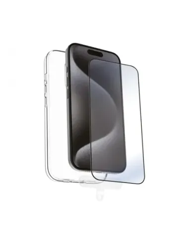 Funda muvit recycletek para apple iphone 16 pro transparente + protector cristal templado marco negro