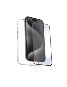 Funda muvit recycletek para apple iphone 16 pro max transparente + protector cristal templado marco negro