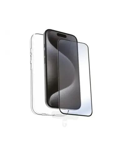 Funda muvit recycletek para apple iphone 16 pro max transparente + protector cristal templado marco negro