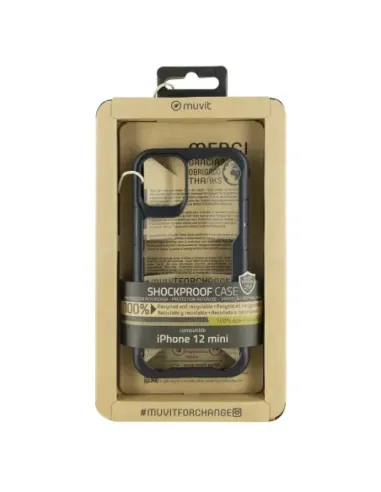Funda muvit shockproof 2m para apple iphone 12 mini transparente - negra
