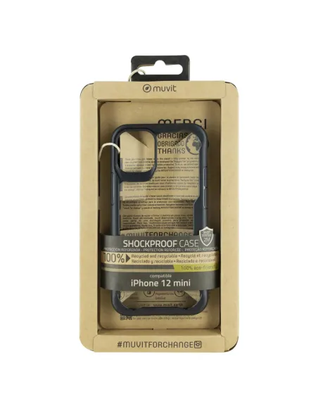 Funda muvit shockproof 2m para apple iphone 12 mini transparente - negra